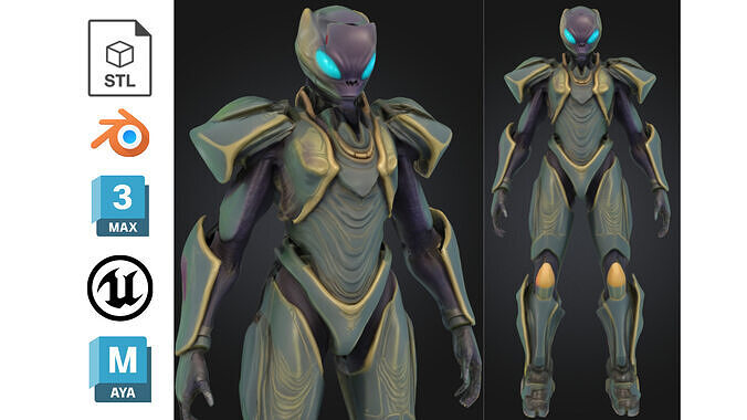Sci Fi Alien Soldier Low-poly 3D model