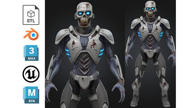Stylized Sci Fi Undead Soldier Low-poly 3D model