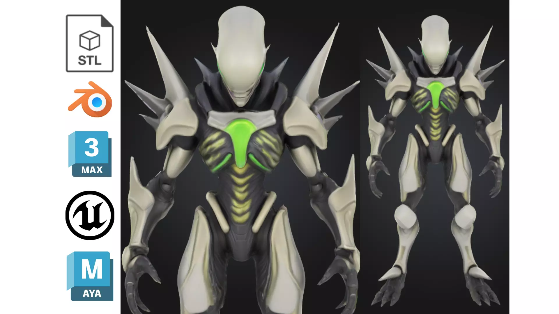 Stylized Alien Warrior Low-poly 3D model_0
