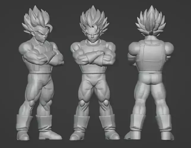 Saiyan Warrior-Inspired 3D Printable Full-Body Sculpture