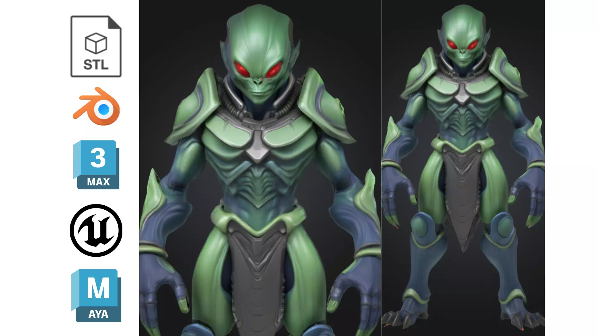 Stylized Alien Insectoid Warrior Low-poly 3D model_0