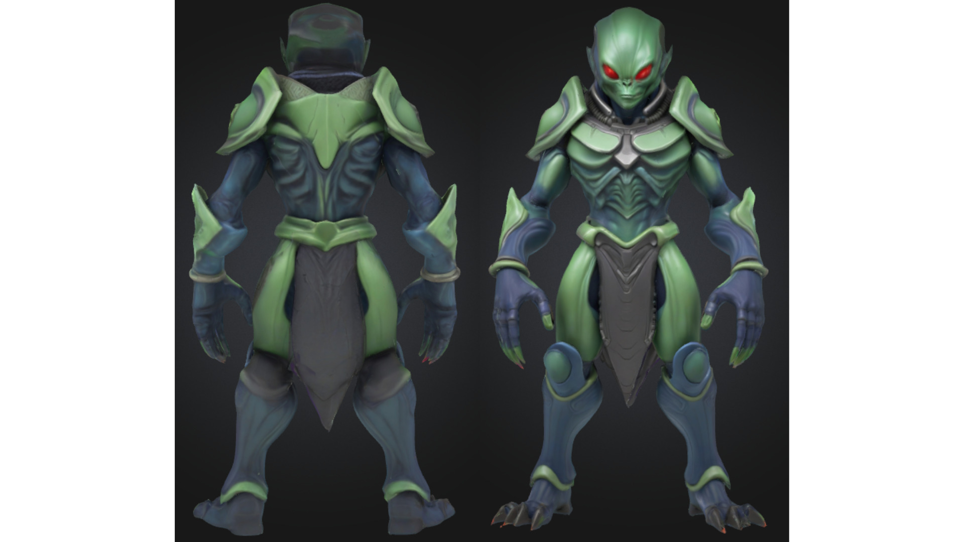 Stylized Alien Insectoid Warrior Low-poly 3D model_2