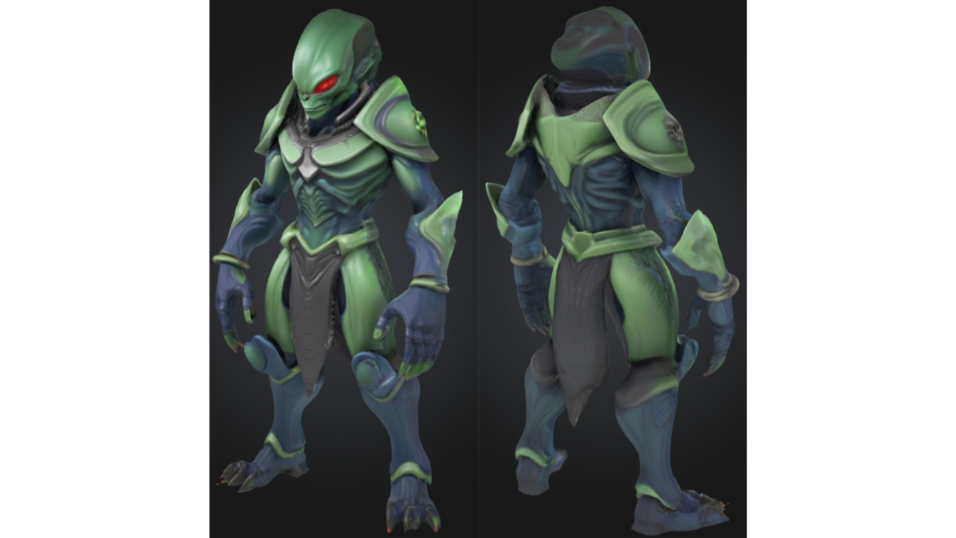 Stylized Alien Insectoid Warrior Low-poly 3D model_1