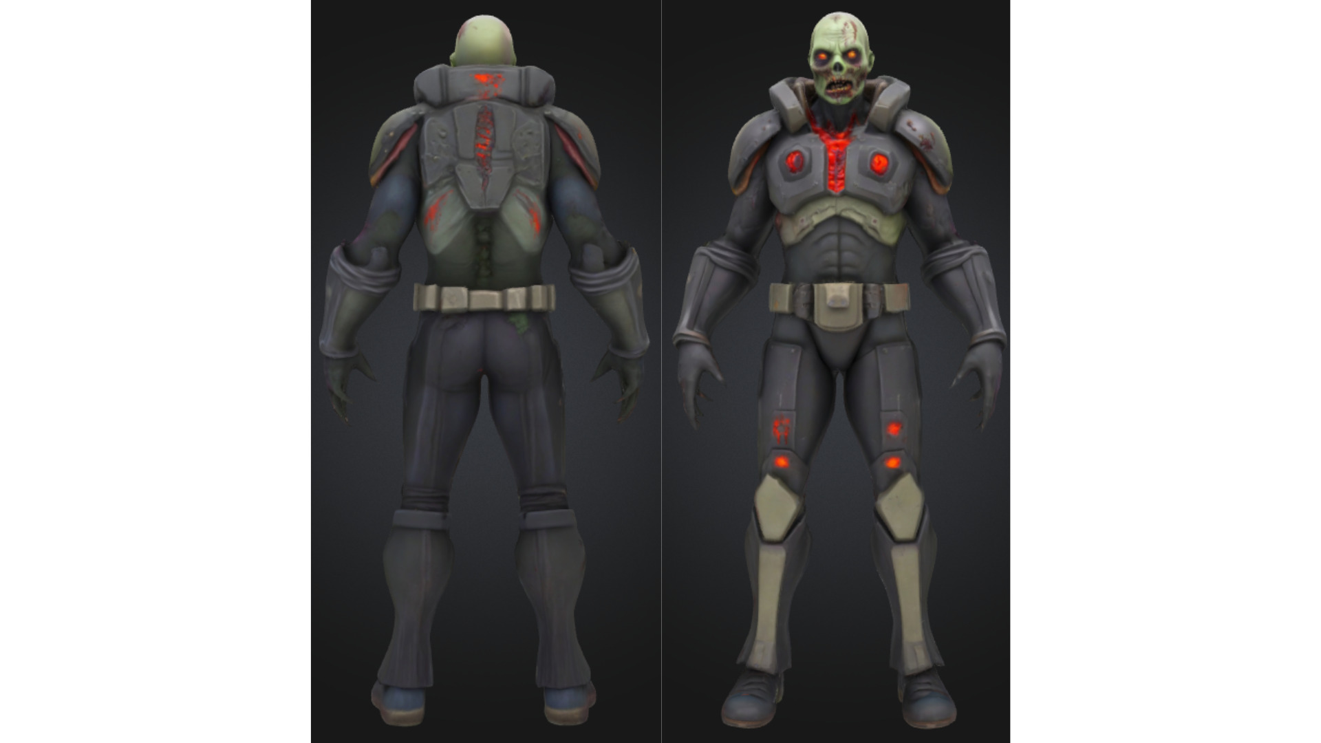 Stylized Zombie Soldier Future Low-poly 3D model_1