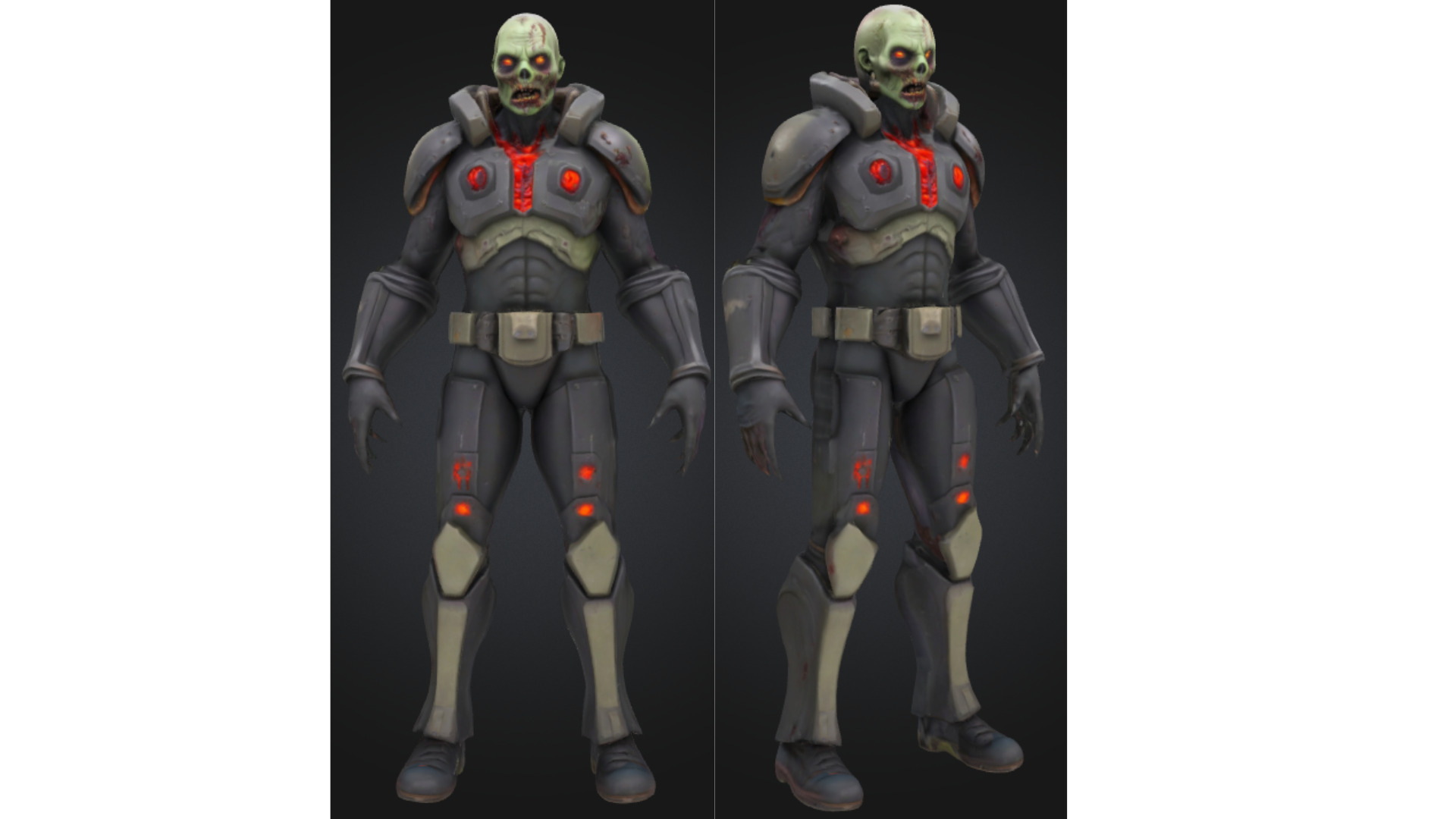 Stylized Zombie Soldier Future Low-poly 3D model_3