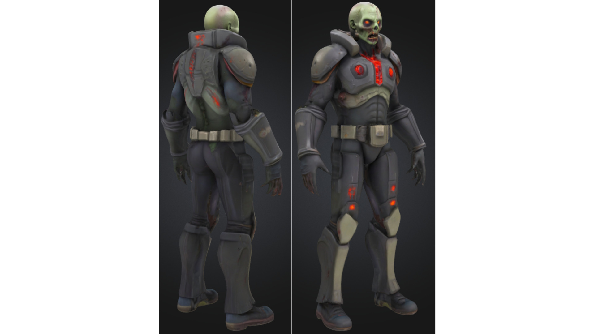 Stylized Zombie Soldier Future Low-poly 3D model_2