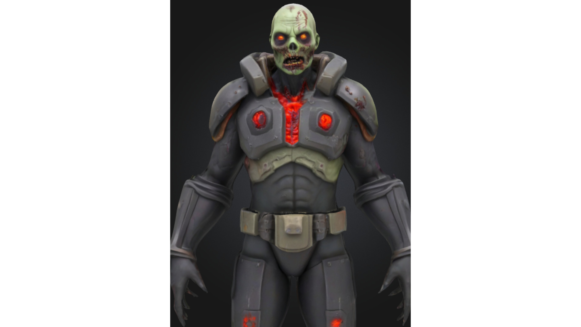 Stylized Zombie Soldier Future Low-poly 3D model_4