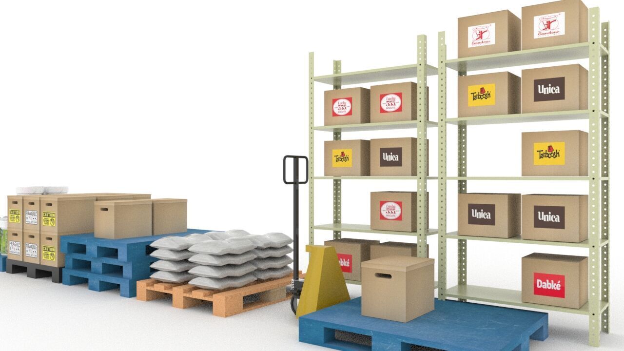 Warehouse Storage Pack Low-poly 3D model_2