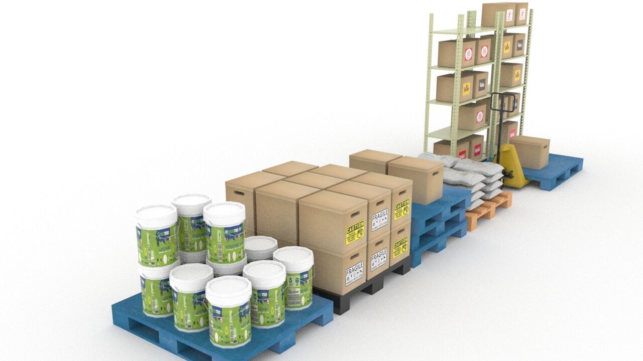 Warehouse Storage Pack Low-poly 3D model_6