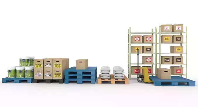 Warehouse Storage Pack Low-poly 3D model