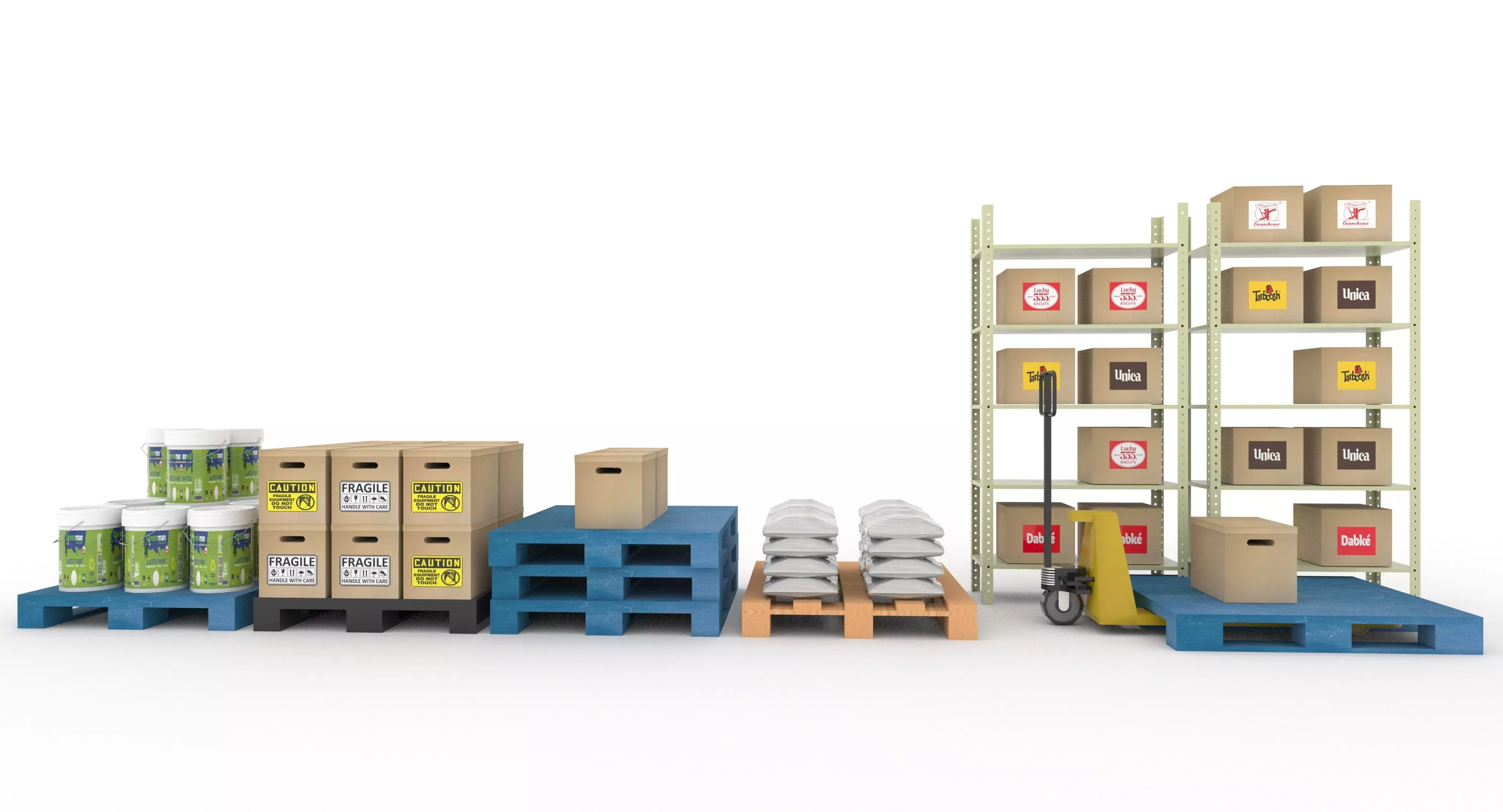 Warehouse Storage Pack Low-poly 3D model_0