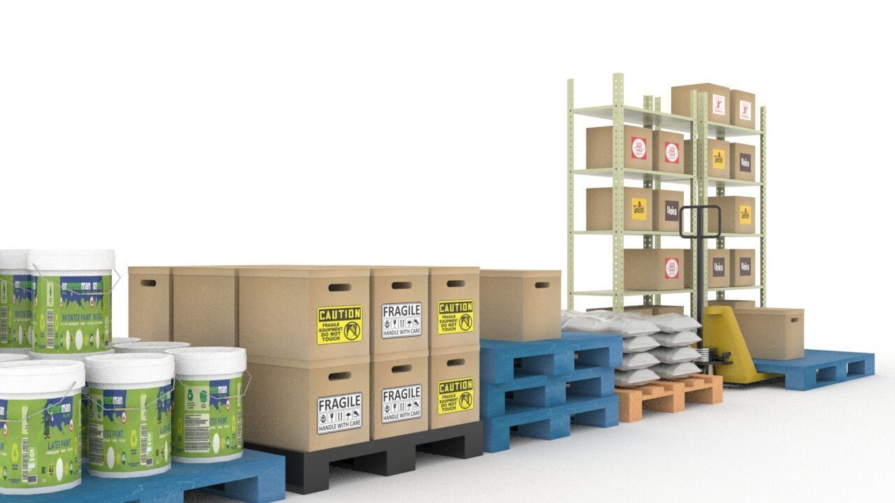 Warehouse Storage Pack Low-poly 3D model_1