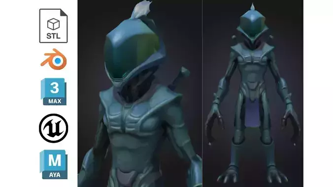 Stylized Alien Assassin Low-poly 3D model