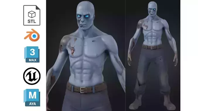 Ice Zombie Character Low-poly 3D model