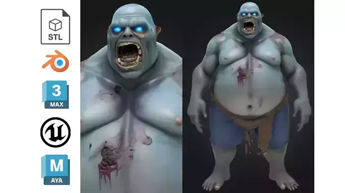 Ice Zombie Brute Low-poly 3D model