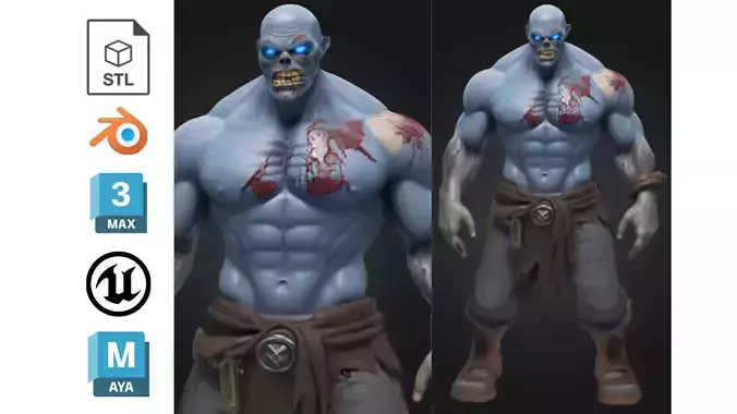 Stylized Undead Brute Muscular Zombie Low-poly 3D model