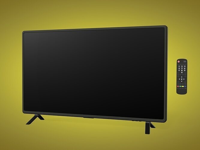 TV - Television And Remote Control Low-poly 3D model