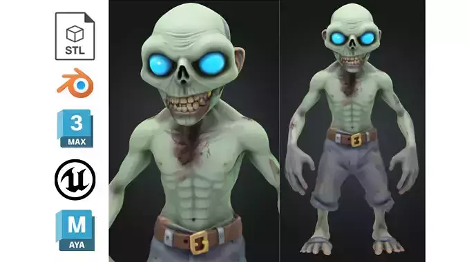 Cartoon Zombie Stylized Undead Low-poly 3D model