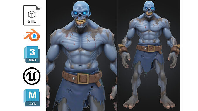 Stylized Undead Zombie Brute Low-poly 3D model