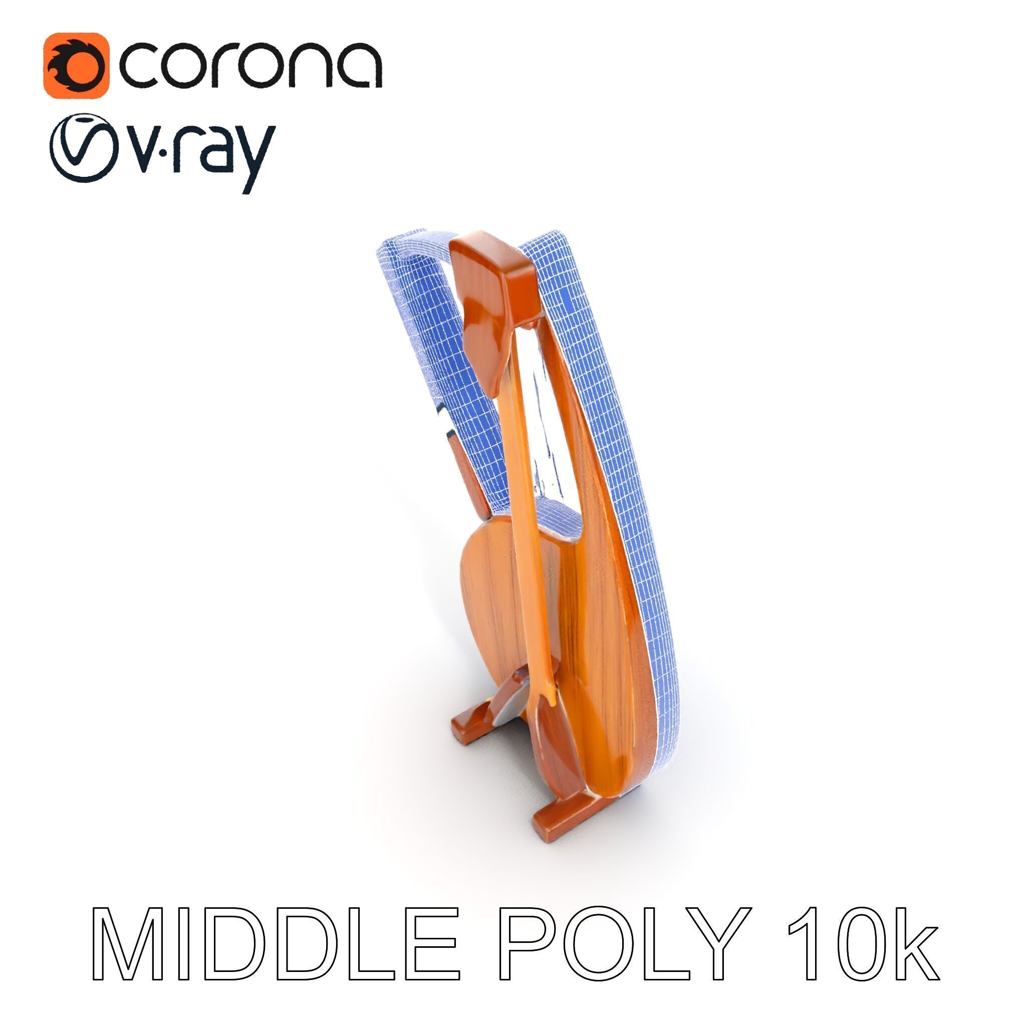 Elegant Wooden Lyre Model Pack for D Render Applications Low-poly 3D model_12