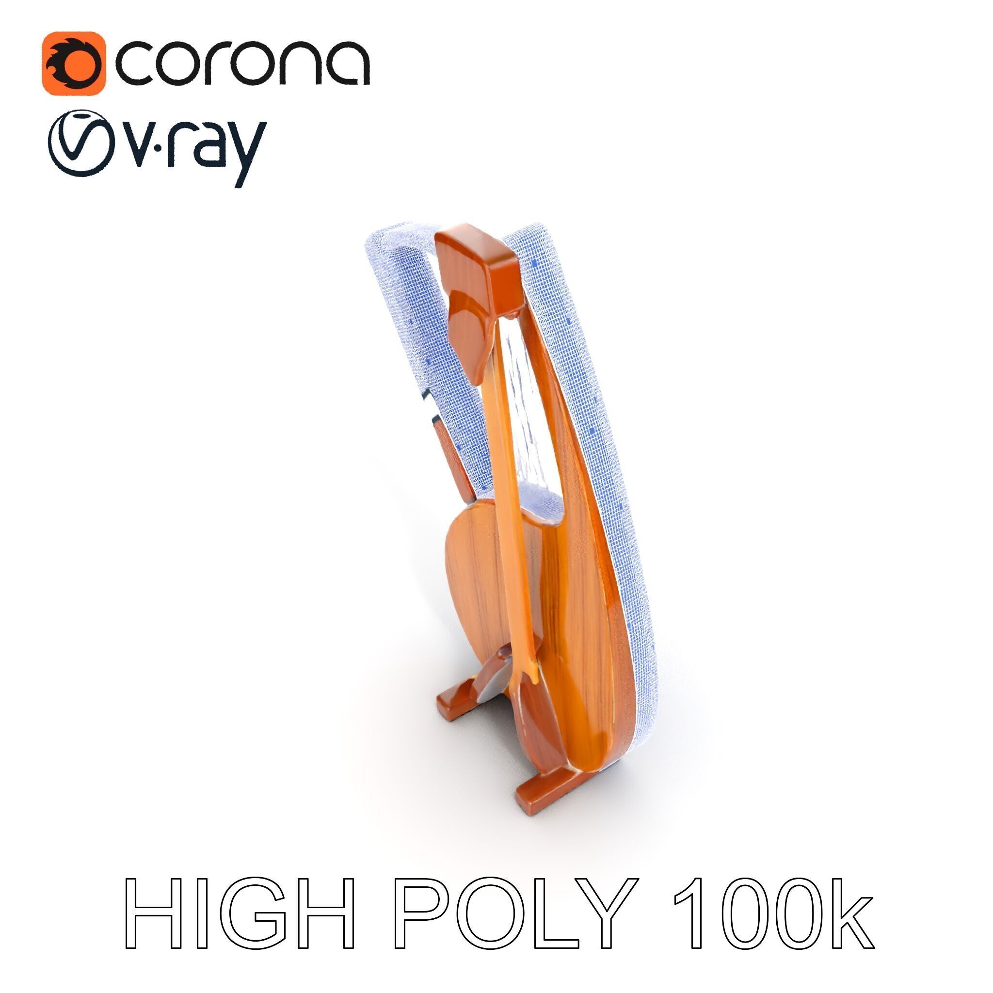 Elegant Wooden Lyre Model Pack for D Render Applications Low-poly 3D model_14