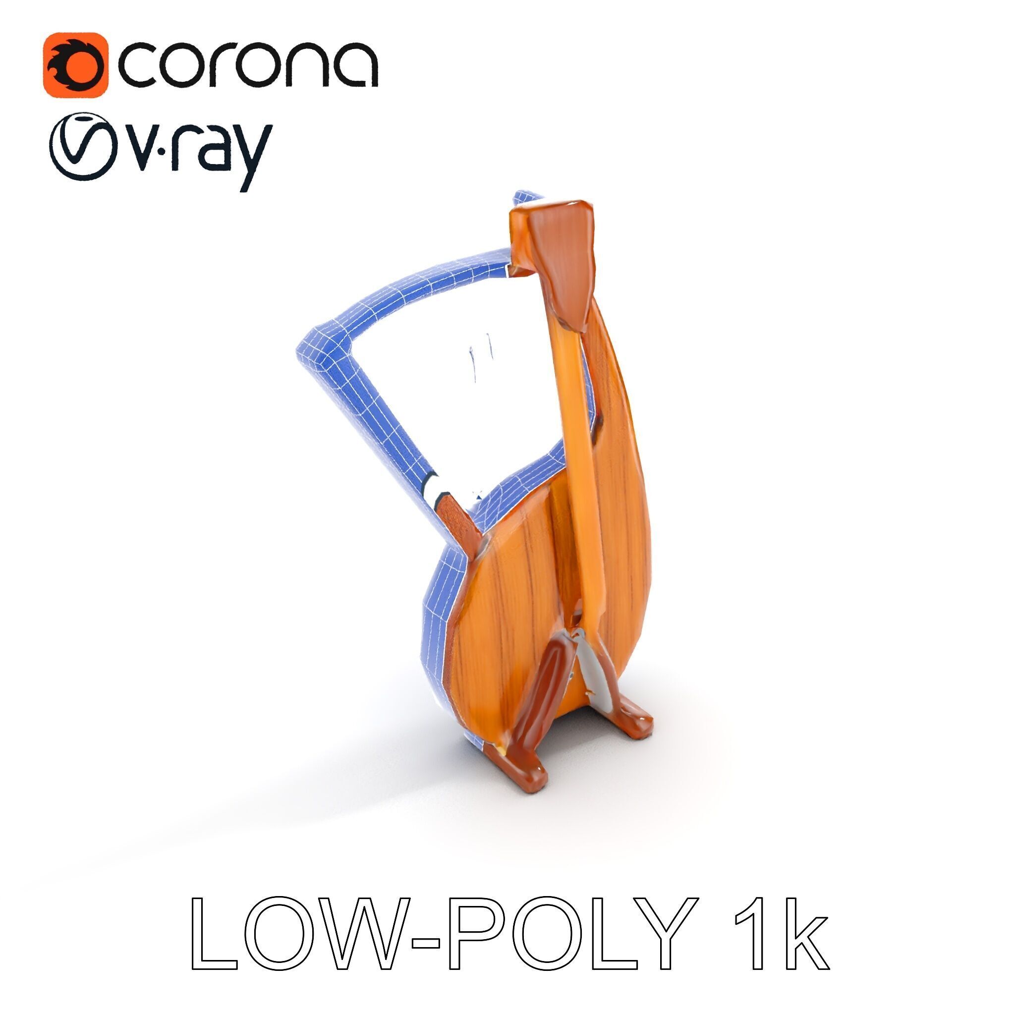 Elegant Wooden Lyre Model Pack for D Render Applications Low-poly 3D model_13