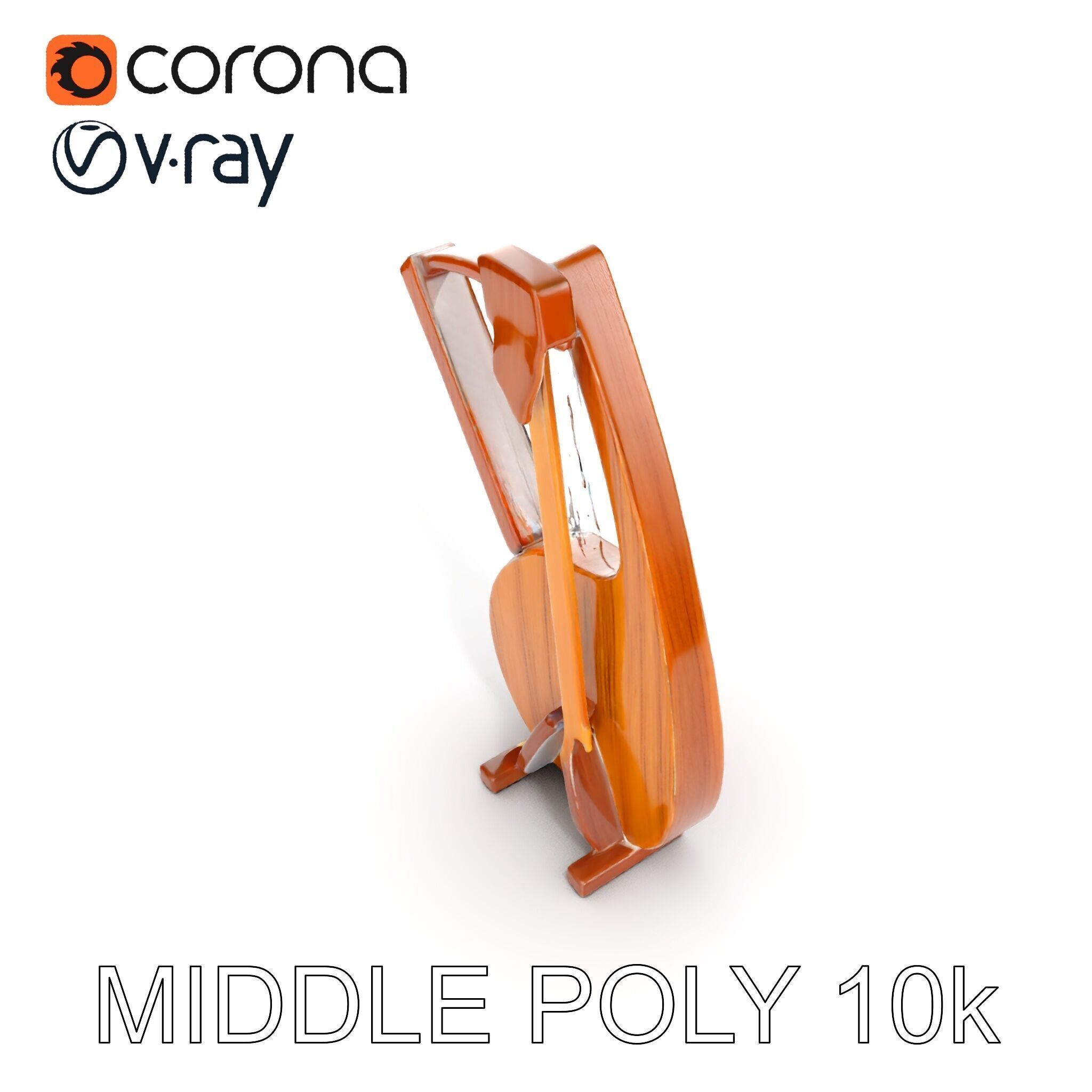Elegant Wooden Lyre Model Pack for D Render Applications Low-poly 3D model_17