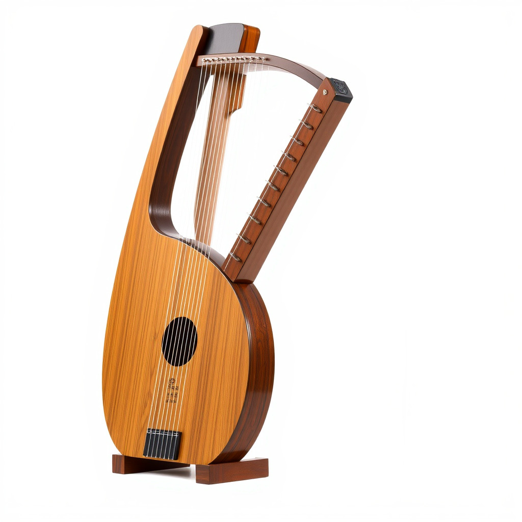 Elegant Wooden Lyre Model Pack for D Render Applications Low-poly 3D model_3