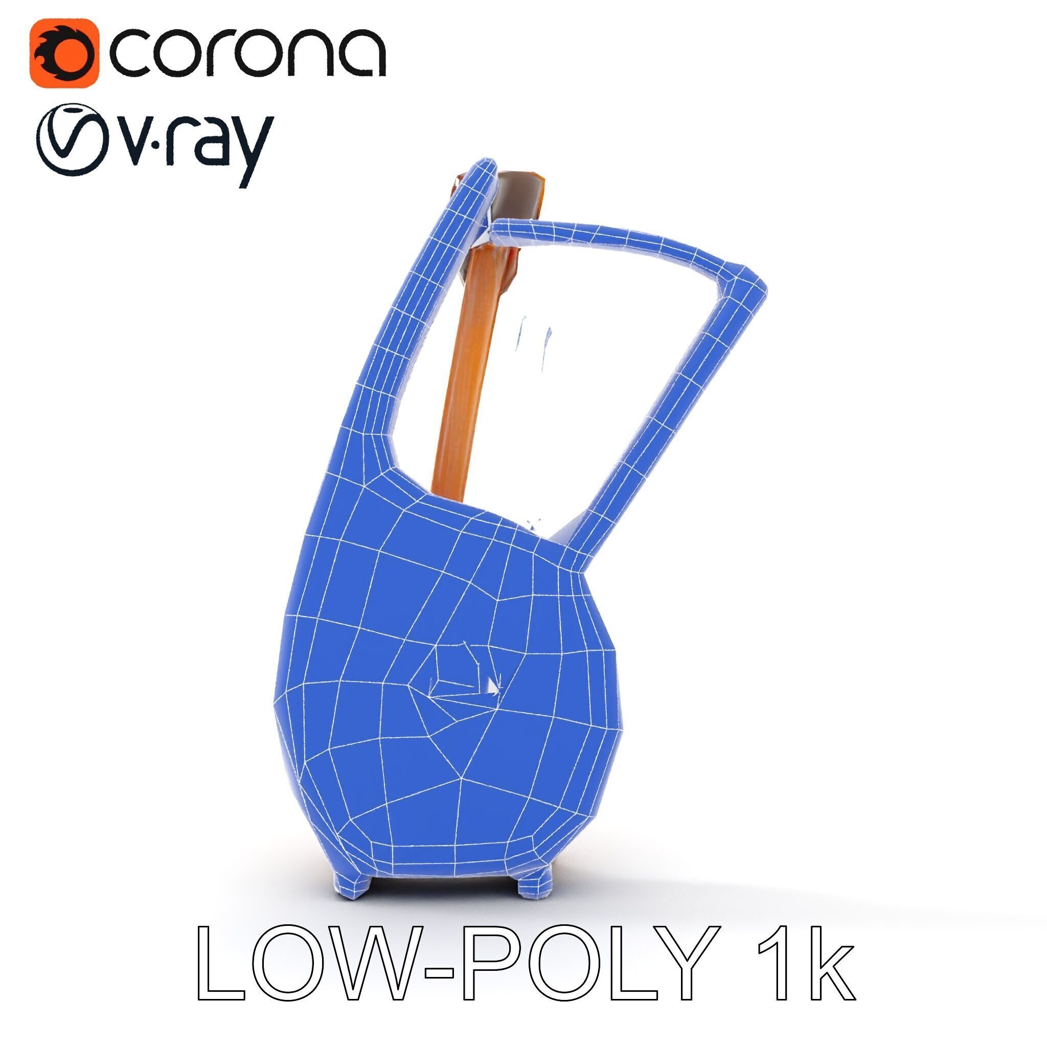 Elegant Wooden Lyre Model Pack for D Render Applications Low-poly 3D model_34