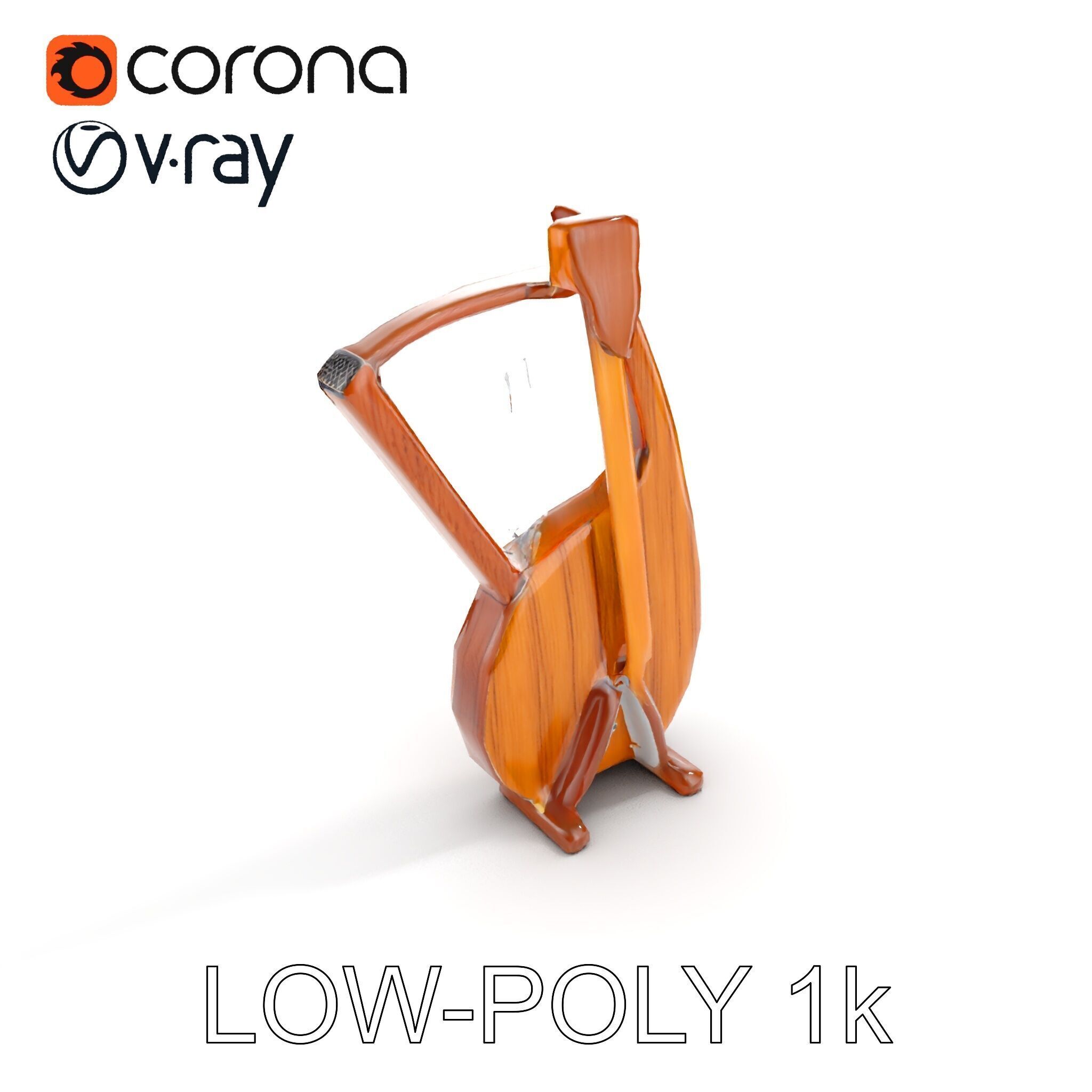 Elegant Wooden Lyre Model Pack for D Render Applications Low-poly 3D model_11
