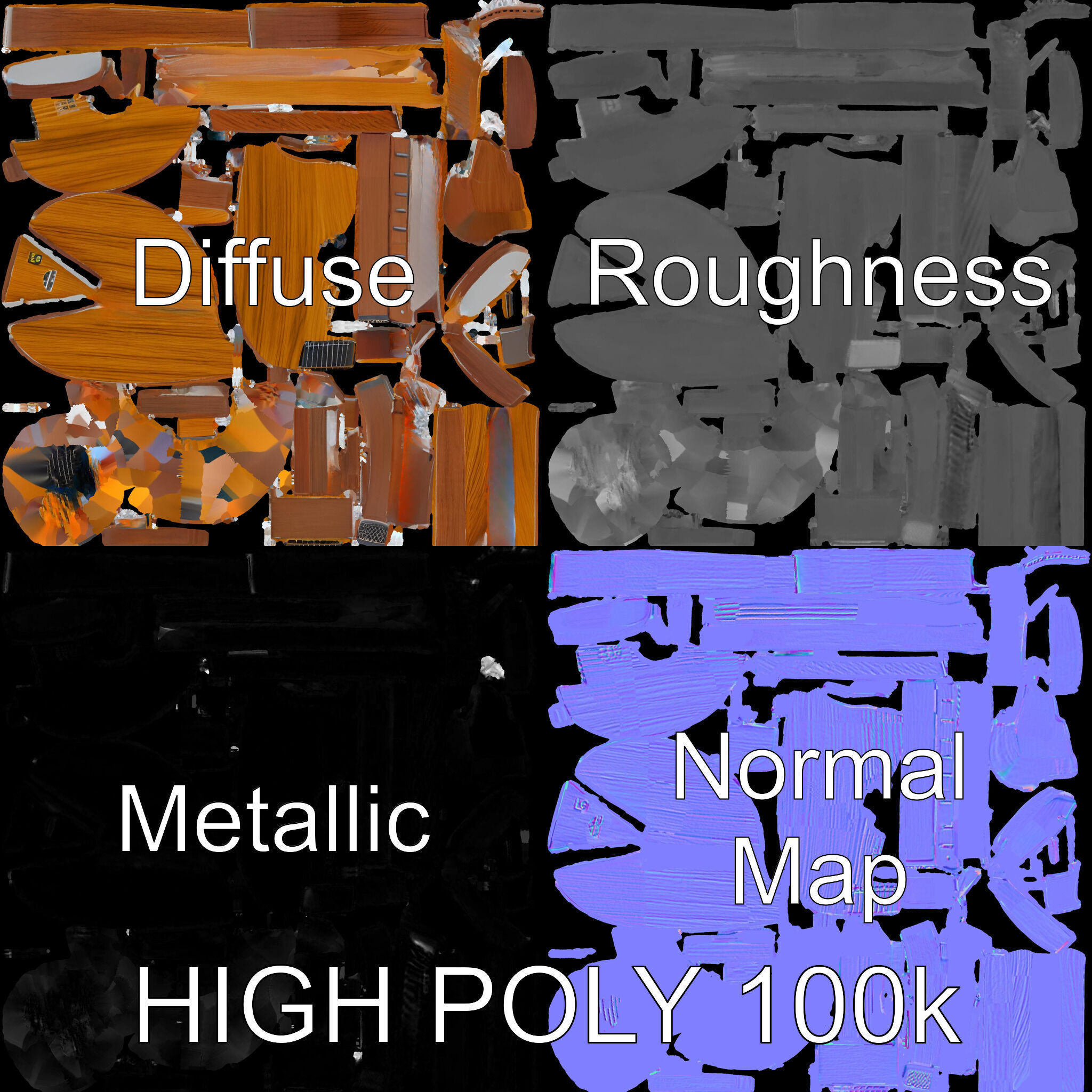 Elegant Wooden Lyre Model Pack for D Render Applications Low-poly 3D model_4