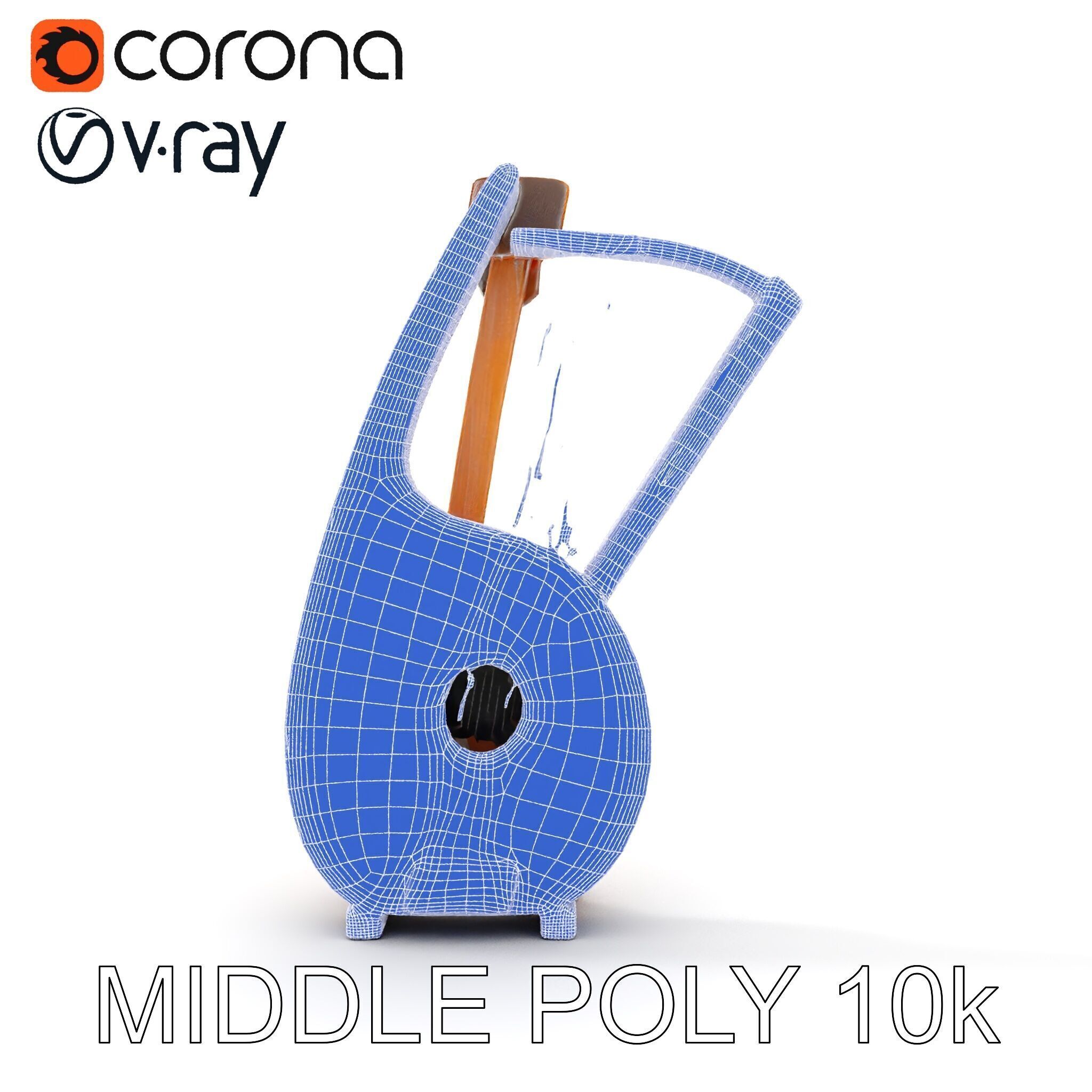 Elegant Wooden Lyre Model Pack for D Render Applications Low-poly 3D model_20