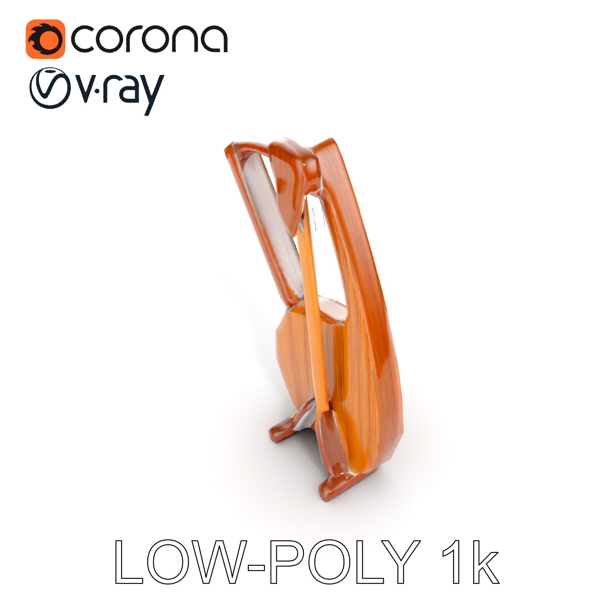 Elegant Wooden Lyre Model Pack for D Render Applications Low-poly 3D model_27