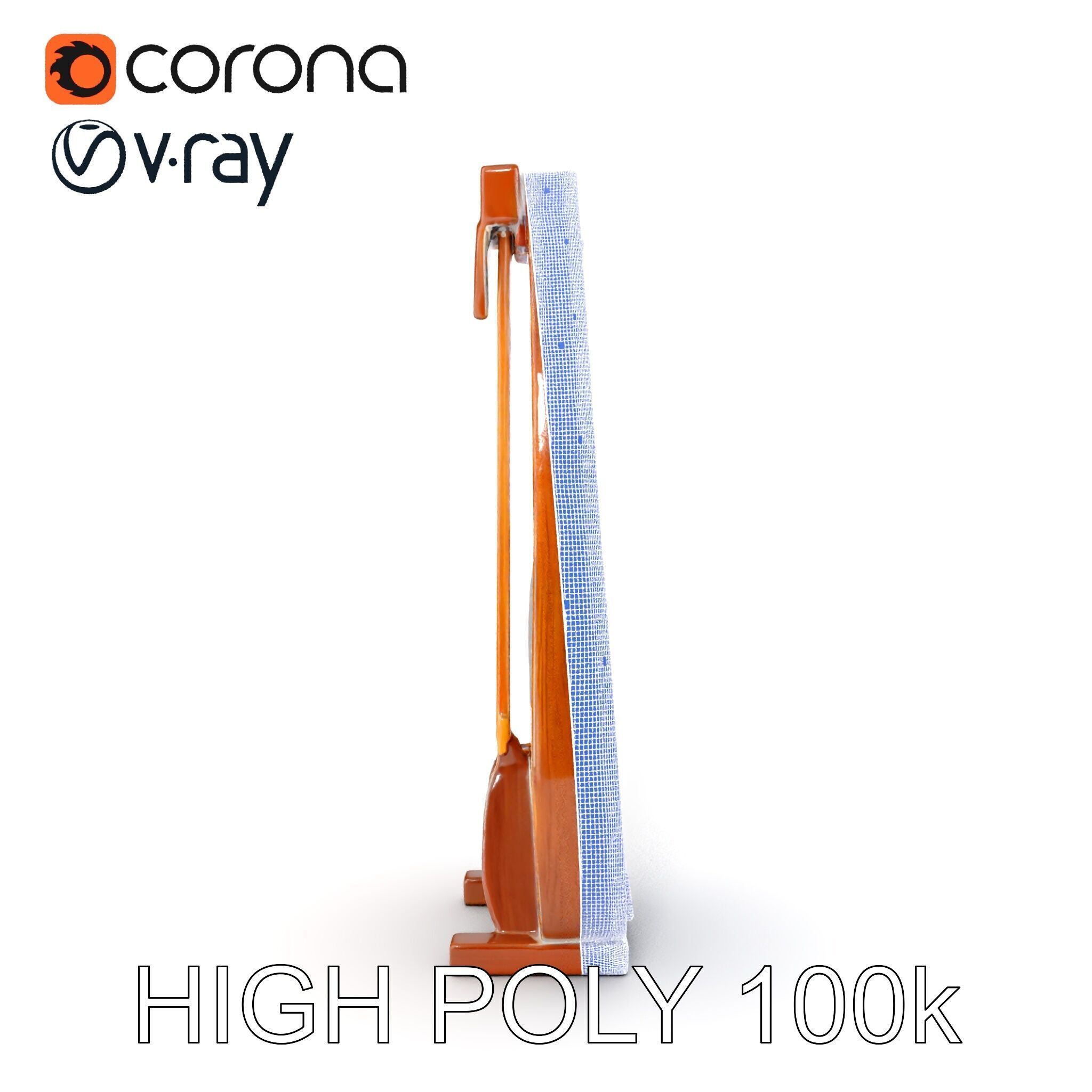 Elegant Wooden Lyre Model Pack for D Render Applications Low-poly 3D model_32