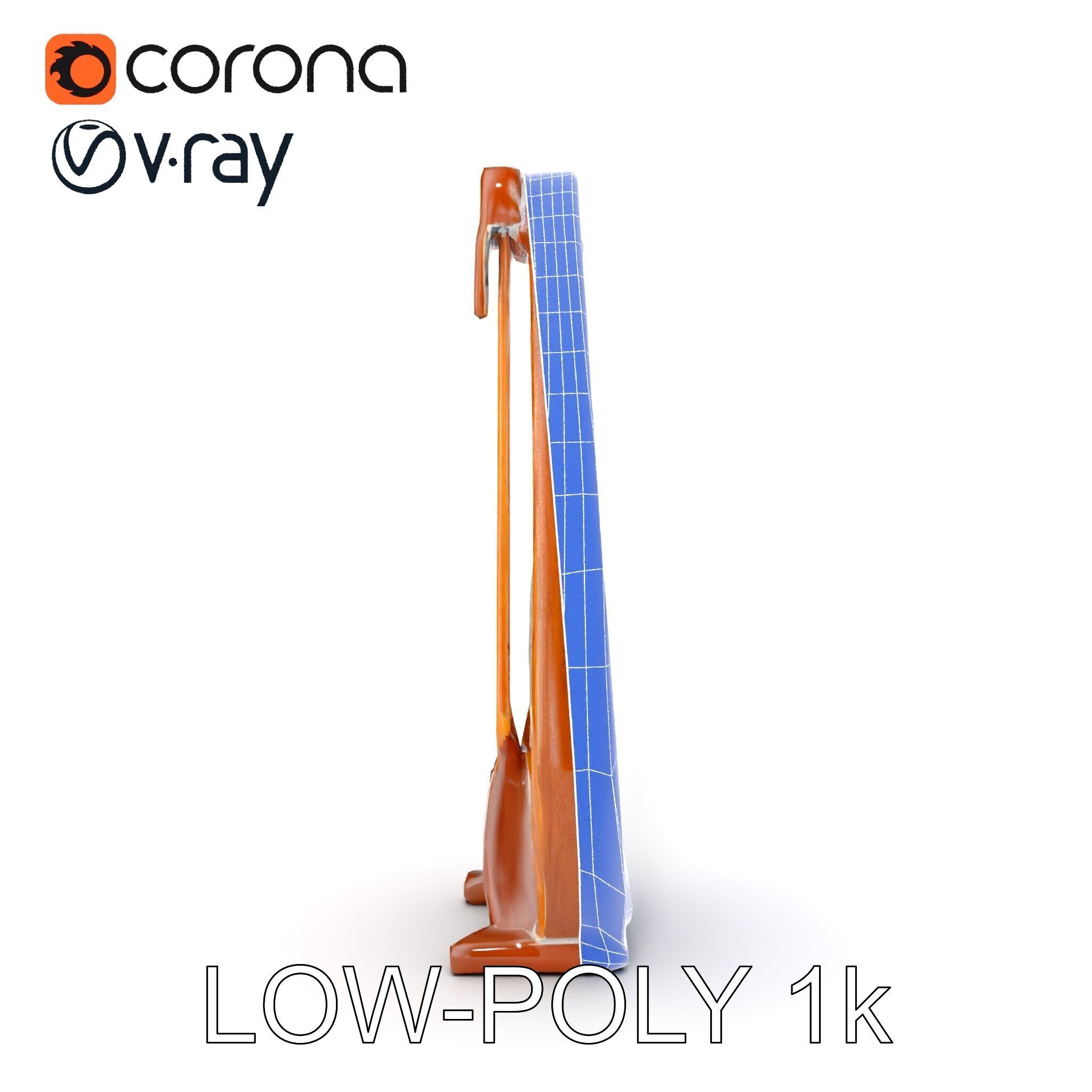 Elegant Wooden Lyre Model Pack for D Render Applications Low-poly 3D model_31