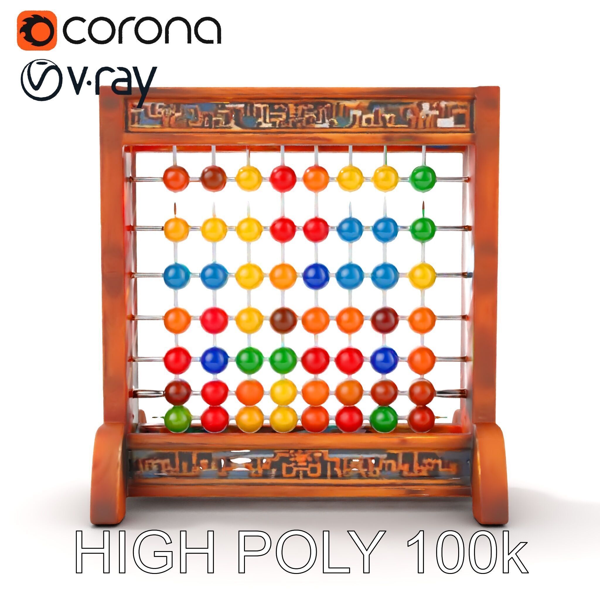 Traditional Wooden Abacus Model Pack Low-poly 3D model_12