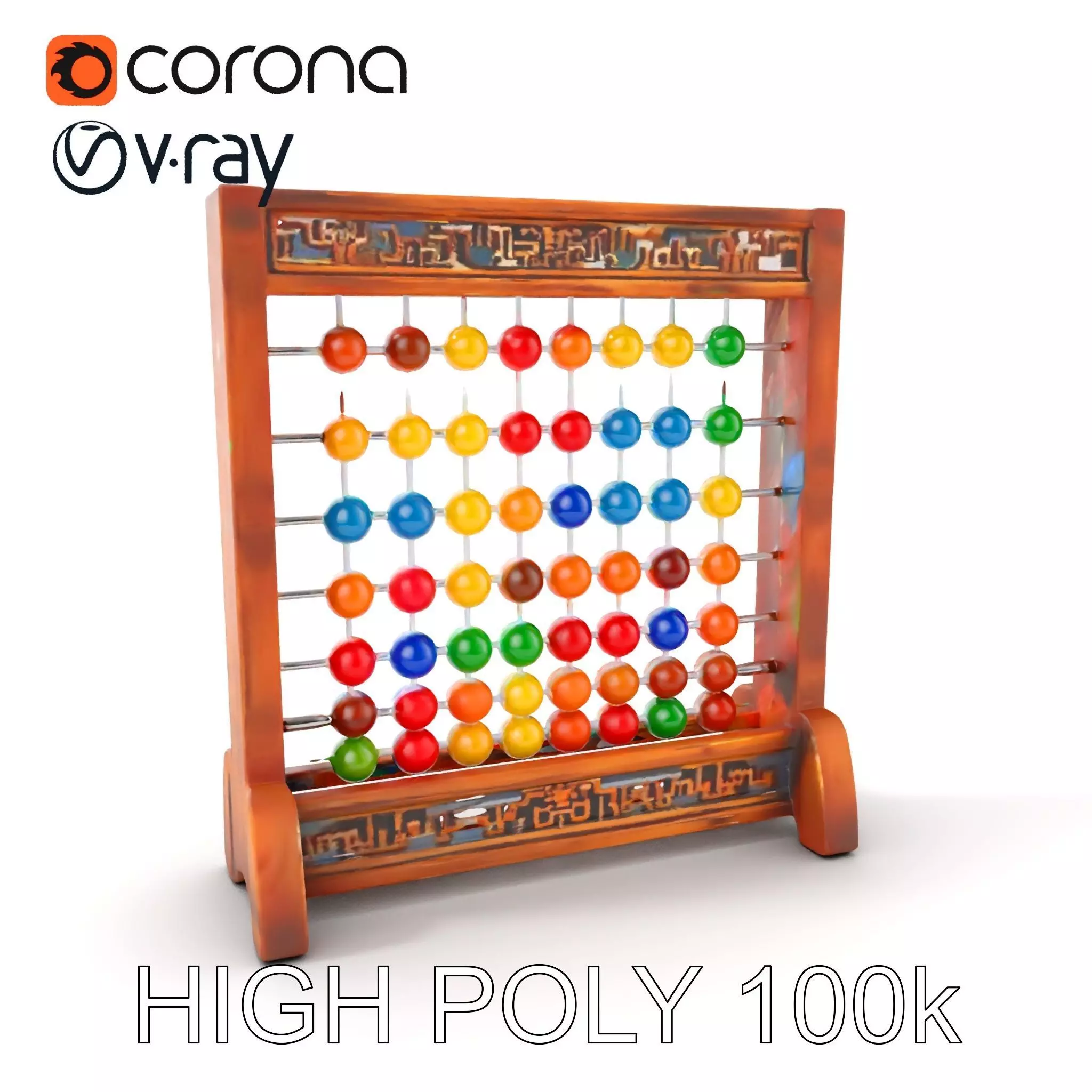 Traditional Wooden Abacus Model Pack Low-poly 3D model_0