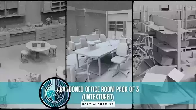 Abandoned Office Room Pack Of 3 - Untextured 