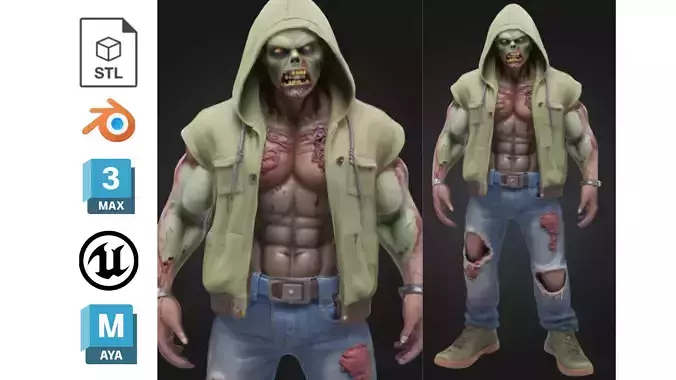 Hoodie Zombie Low-poly 3D model
