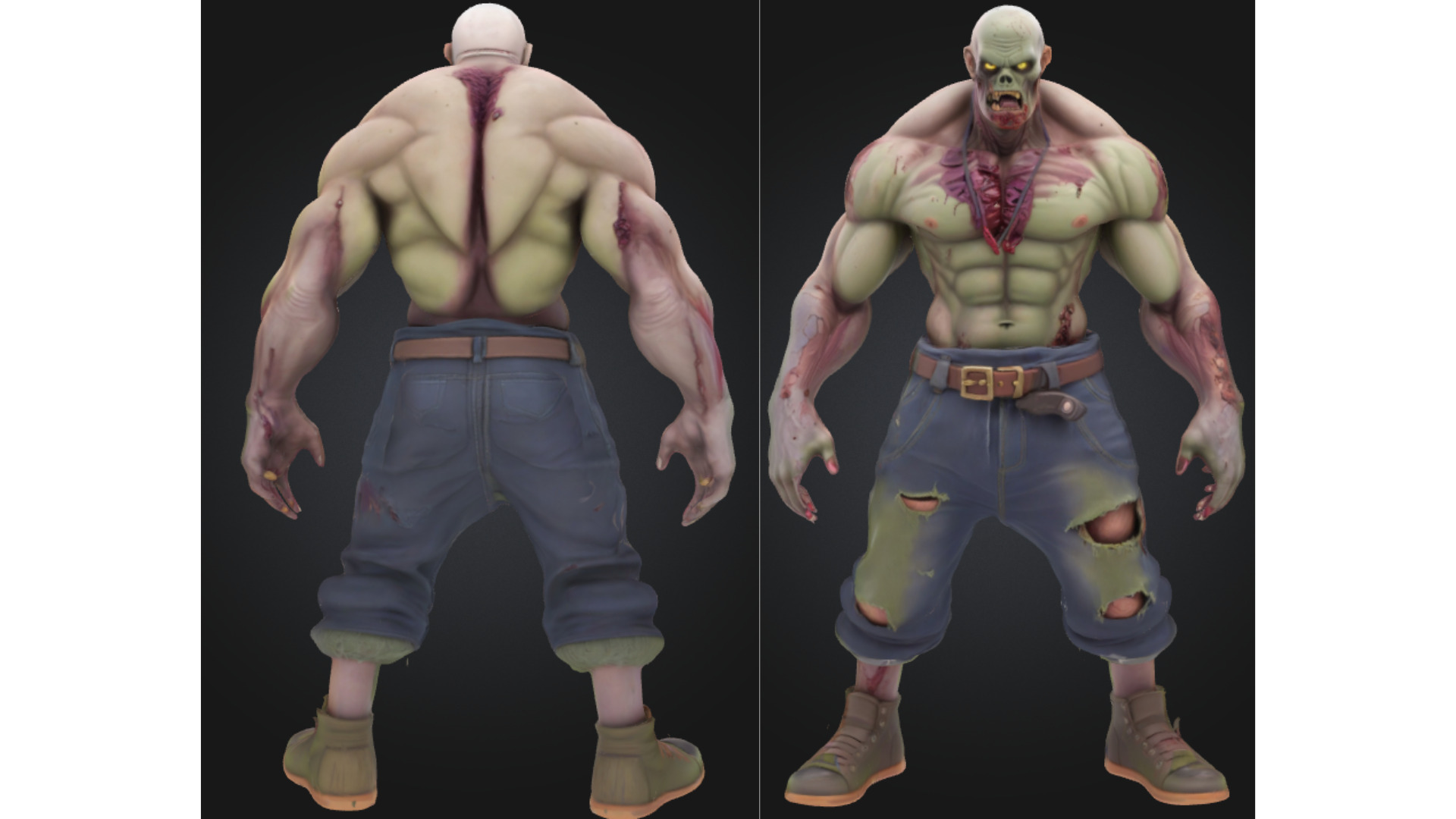 Stylized Mutant Zombie Low-poly 3D model_1
