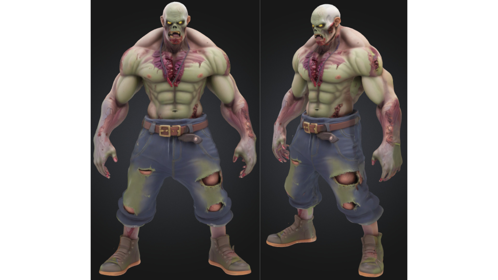 Stylized Mutant Zombie Low-poly 3D model_3