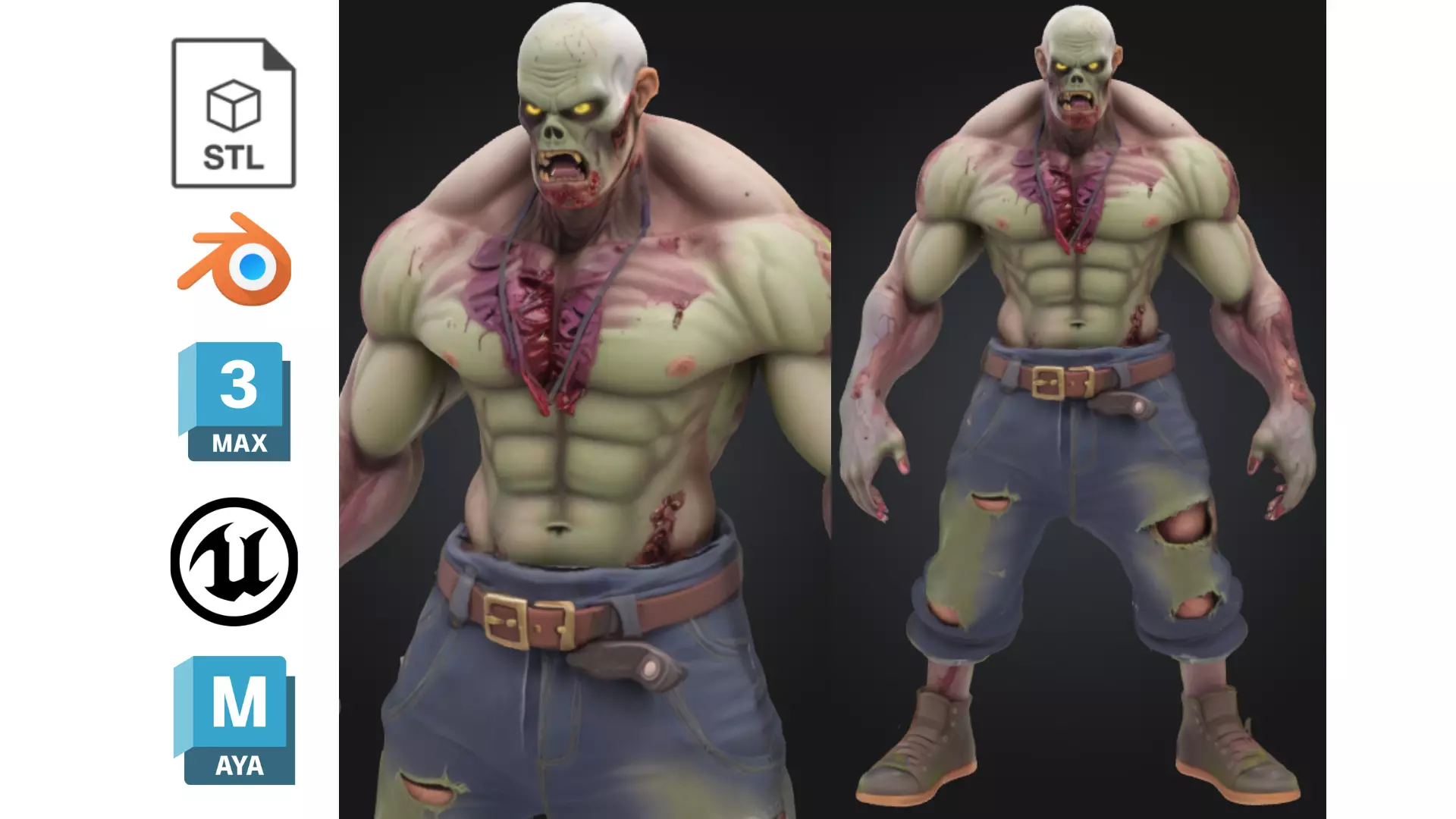 Stylized Mutant Zombie Low-poly 3D model_0