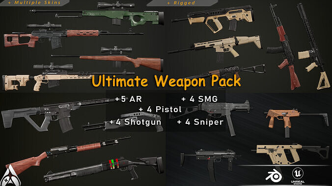  Ultimate Gun Pack Low-poly 3D model