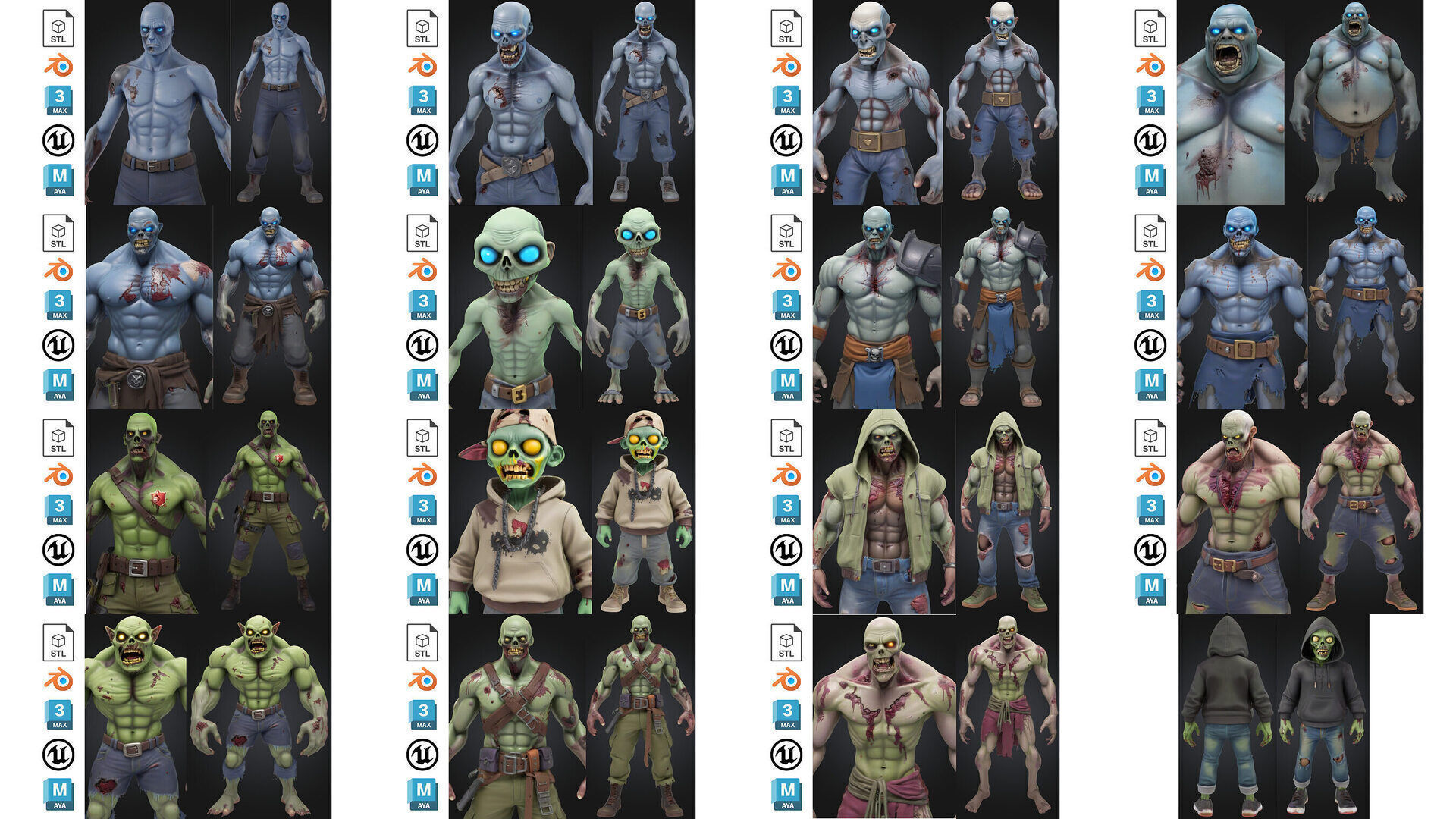 Zombie MEGA PACK 67 Stylized 3D Model Collection_5