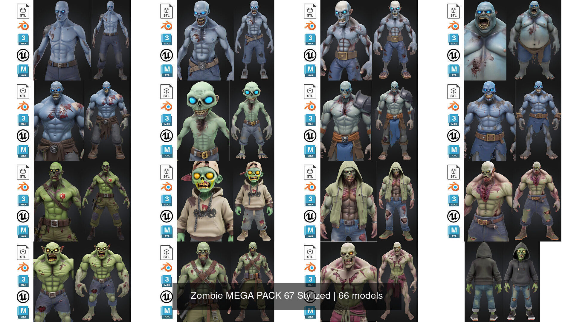 Zombie MEGA PACK 67 Stylized 3D Model Collection_6
