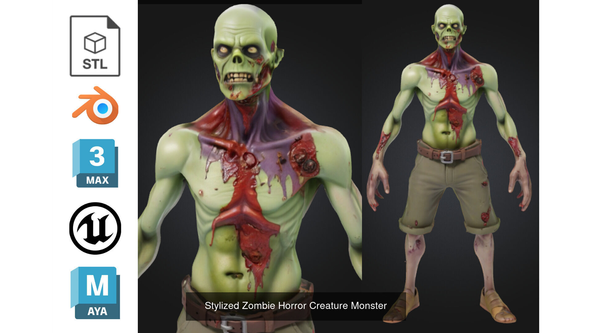 Zombie MEGA PACK 67 Stylized 3D Model Collection_33