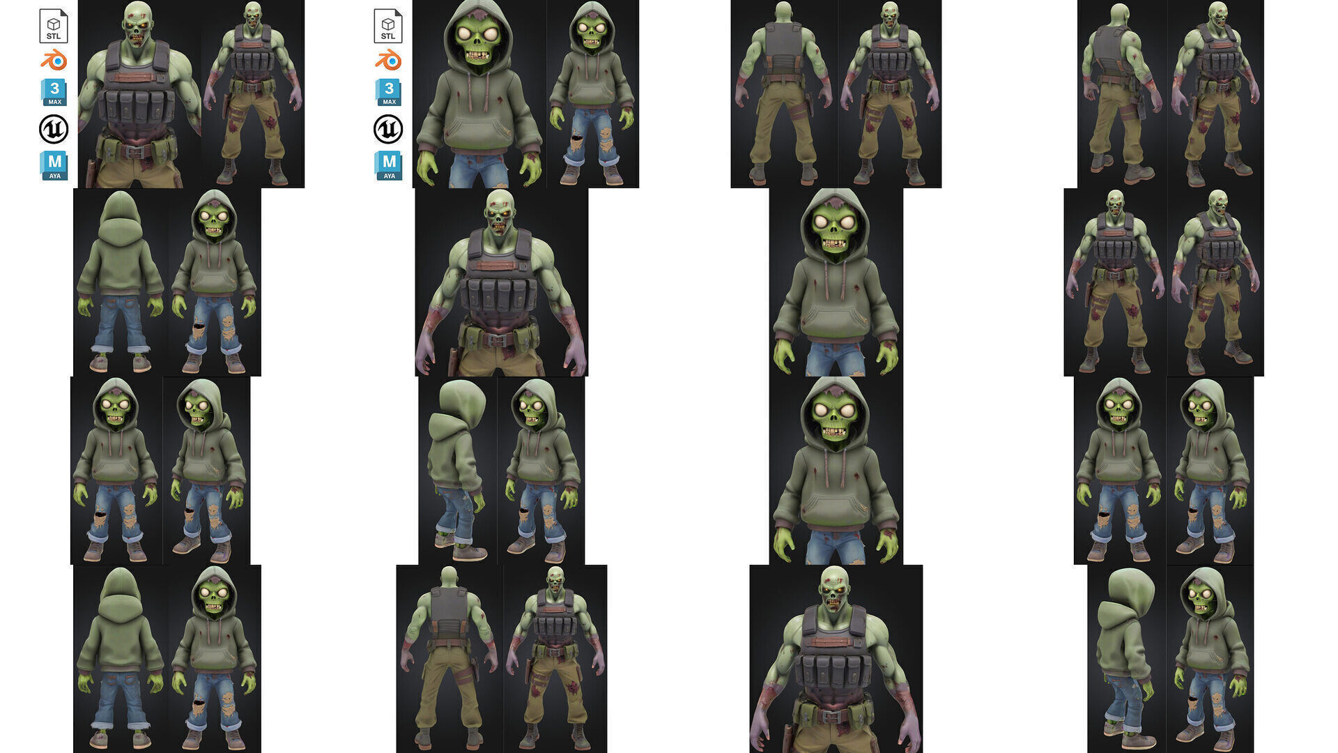 Zombie MEGA PACK 67 Stylized 3D Model Collection_7