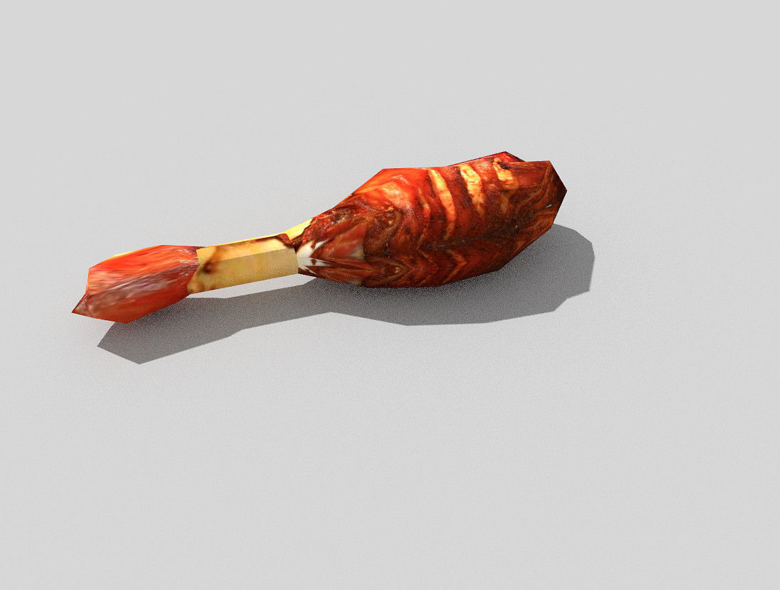 low poly roasted meat Low-poly 3D model_4