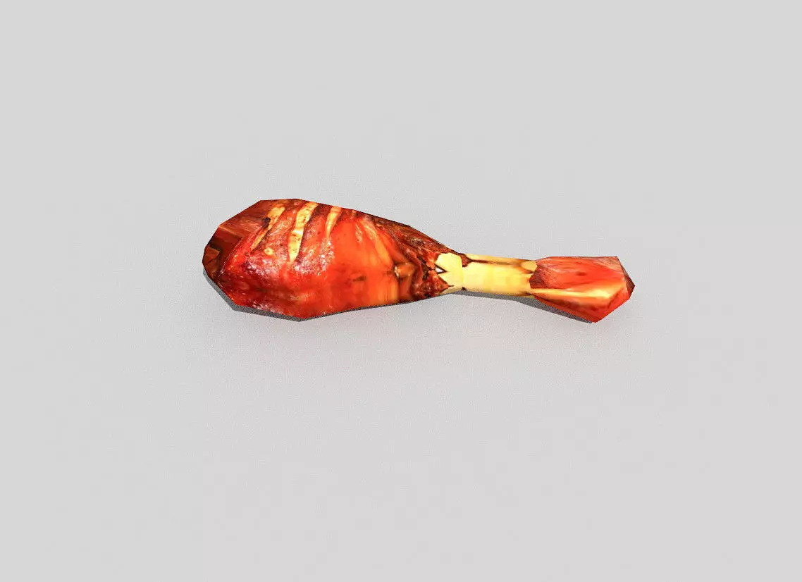 low poly roasted meat Low-poly 3D model_0