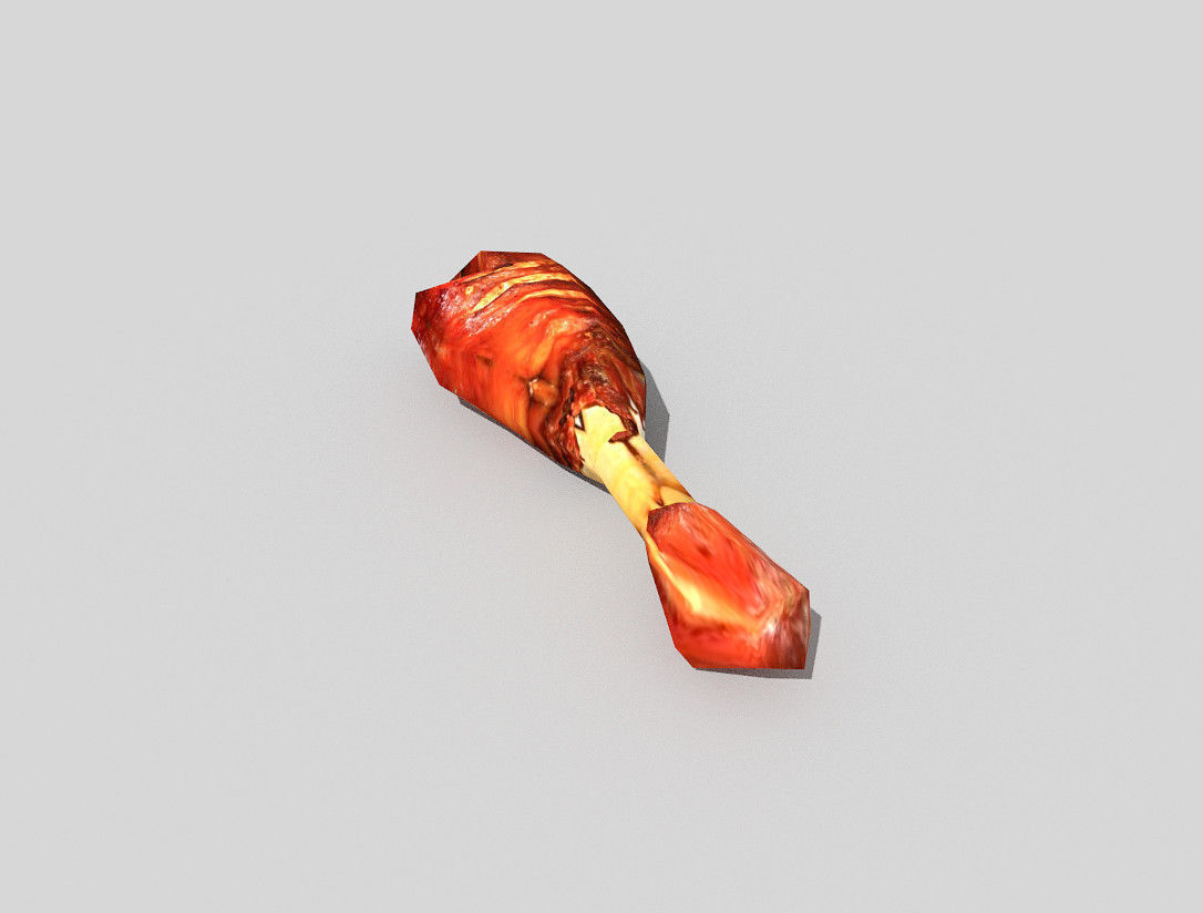 low poly roasted meat Low-poly 3D model_2